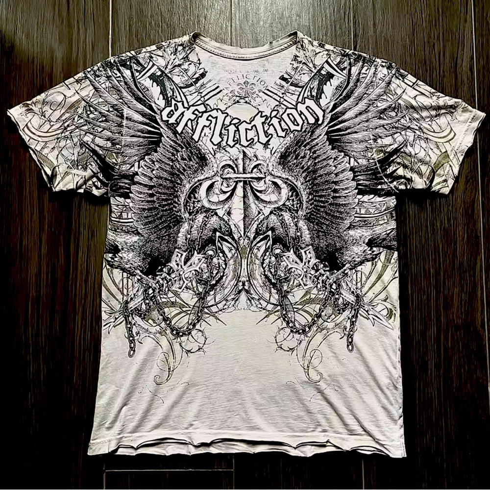 Affliction Men's Graphic T-Shirt - Black and White